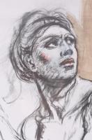 Alberto Sughi (1928-2012): Női portré. Nyomat, papír. Jelzett a nyomaton. Dekoratív, üvegezett, kiss...