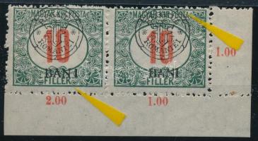 Kolozsvár 1919 Portó 10f pár lemezhibákkal / pair with plate varieties
Signed: Bodor