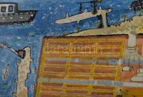 Olvashatatlan jelzéssel (vagy jelzés nélkül?): Efezus (Epheszosz). Olaj, farost. Dekoratív fakeretbe...