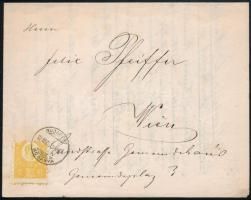 1873 Réznyomat képbe fogazott sárga 2kr nyomtatványon / on printed matter "BUDAPEST KŐBÁNYA" (Gudlin 200 pont) - Wien