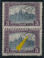 Kolozsvár 1919 Parlament 3K pár lemezhibával / pair with plate variety Signed: Bodor