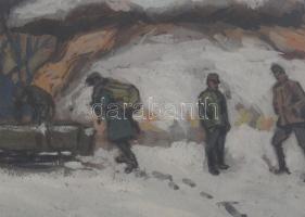 Gimes Lajos (1886-1945): Pocajow - Pochaiv (I. világháborús jelenet). Olaj, karton, jelzett, üvegeze...