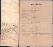 1945 Rigmányi Lajos kolozsvári vasuti lakatos, a Kommunisták Romániai Pártja 3 db igazolványa és 1 db rá vonatkozó levél, pecsétekkel, aláírásokkal, román és magyar nyelveken, 1945 április 16 - október 17.