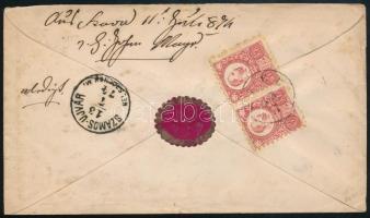 1874 3 x Réznyomat 5kr ajánlott levélen / on registered cover "ESZÉK" - "SZAMOS-UJVÁR...