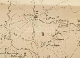 cca 1857-1872 Sóhivatalok térképe / Übesichts Karte des Versorgung der Salztransporte für das Königr...