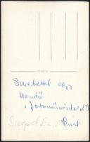 Szegedi Emil, (1907-1980) újságíró, fotóművész, szakíró önarcképe, a fotó hátoldalán autográf dediká...