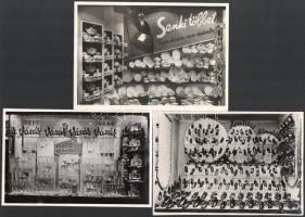 cca 1930 Divatcsarnok 7 db kirakatfotója, egy fotó sarkán gyűrődéssel, egy fotó sarkán kis sérülésse...
