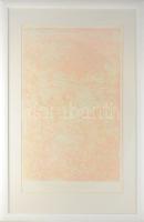 François Fiedler, Fiedler Ferenc (1921-2001): Rózsaszín-fehér kompozíció (cím nélkül). Vaskarc, papír, jelzett. François Fiedler autográf francia ny. ajánlásával. Üvegezett fakeretben. 70x44,5 cm