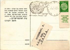 Izrael, "Vége az imperialista beavatkozásnak Izraelben" propaganda művészlap / Israelite p...