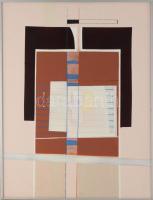 Misch Ádám (1935-1995): Geometrikus formák (Cím nélkül), 1980 körül. Akril, farost, jelezve középen lent. Keretben. 65×50 cm. / Ádám Misch (1935-1995): Untitled, around 1980. Acrylic on wood fiber, signed. Framed. 65×50 cm.