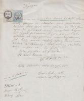 1864 Nyugta 1 kr hirdetvénybélyeggel + 6 kr okmánybélyeggel / MIxed franking document and advertising stamp