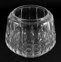 Antik ólomkristály kekszes edény. Hántolt mintával, jelzés nélkül, hibátlan, d: 20,5 cm, m: 18 cm