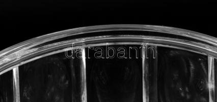 Antik ólomkristály kekszes edény. Hántolt mintával, jelzés nélkül, hibátlan, d: 20,5 cm, m: 18 cm