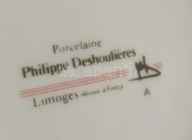 Limoges Philippe Deshoulieres kétszemélyes reggeliző készlet, csésze alátéttel és desszertes tányér....