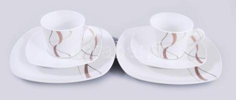 Ritzenhoff "Caria" kétszemélyes reggeliző szett, csésze alátéttel és desszertes tányér, jelzett, hibátlan, d: 22 cm