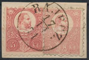 1871 Kőnyomat 5kr és Réznyomat 5kr vegyes bérmentesítés kivágáson / Mi 3 + 10 mixed franking on cutting "RAJECZ" Certificate: Ferchenbauer