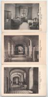 Budapest I. - 5 db RÉGI képeslap: Szent Erzsébet apácarend kórháza, Belgyógyászat, Sebészeti kórterem, Külön szoba, Folyosó, belsők. Fő utca 43.