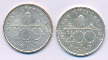 1992. 200Ft Ag "MNB" + 1993. 200Ft Ag "MNB" egyik kapszulában T:AU,XF patina Adamo F13