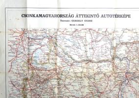 [Térkép] Csonkamagyarország áttekintő autotérképe. Tervezte: Gergely Endre. Mérték: 1:500,000. (1928...