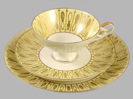 Alka mid-century egyszemélyes reggeliző készlet, csésze alátéttel és desszertes tányér. Jelzett, hibátlan, d: 19,5 cm