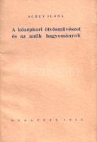 Schey Ilona:  A középkori ötvösművészet és az antik hagyományok. Budapest, 1935. (Szerző - Pestvidéki Nyomda, Vác). 110 + [2] p. + 8 t. (kétoldalas). Egyetlen kiadás. Schey Ilona (1910-2000) művészettörténész középkori ötvösművészeti dolgozatának végén német nyelvű rezümé. A szerző a háború után a Földrajzi Intézet, végül az Unitárius Egyház szakkönyvtárosaként dolgozott. Fűzve, kiadói borítóban, jó példány.