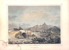 [Látkép] Világos várának és településének színezett látképe. Ludwig Rohbock (1824-1893) német grafik...