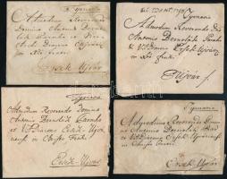1798-1800 4 db bélyeg előtti levél Nagyszombatról Érsekújvárra / 4 covers from Nagyszombat to Érsekújvár