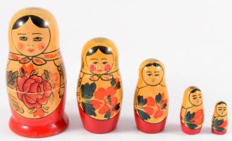 5 darabos matrjoska szett, 1 sérüléssel, m: 11 cm alatt