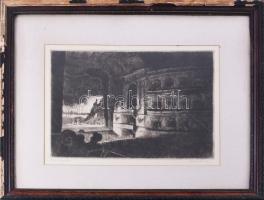 Zádor István (1882-1963): Az operában. Rézkarc, papír, jelzett, számozott (9/100). Üvegezett, sérült fakeretben. 24×34 cm