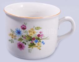 Zsolnay aludt tejes bögre, jelzett, kis kopással, m: 9 cm