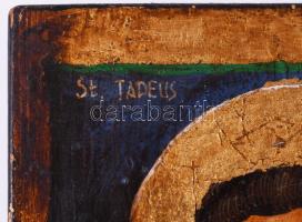 St. Tadeus - modern kézzel festett ikon, certifikáttal, kis kopással, 22x16 cm