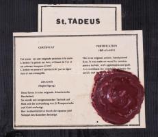 St. Tadeus - modern kézzel festett ikon, certifikáttal, kis kopással, 22x16 cm