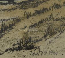 Zádor István (1882-1963): Halászbárkák a Tiszán. Színes rézkarc, papír, jelzett a karcon. Üvegezett,...