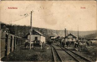 Felsőderna, Derna (Bihar, Bihor); Aszfaltgyár, iparvasút, iroda. Lévai kiadása / asphalt factory, industrial railway, office (gyűrődések / creases)