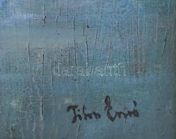 Tibor Ernő jelzéssel: Kikötő vitorlásokkal. Olaj, karton. Kissé sérült. Dekoratív fakeretben. 30×42,...