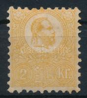 1871 Kőnyomat 2kr sárga eredeti gumival (290.000) / Mi 1b with original gum (pici rozsda / light stain) Signed: Bühler