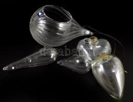 5 darab függő virágváza, közte jelzettek, m: 23 cm alatt