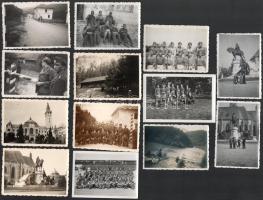 1941 Erdély, Székelyföld, katonák a gyimesbükki országhatárnál, leventeoktató-képzés résztvevői, csá...