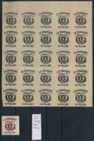 Nyugat-Magyarország VII. 1921 10f próbanyomat ívszéli vágott 25-ös tömbben / proof in block of 25