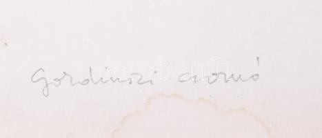 Olvashatatlan jelzéssel: Gordiuszi csomó (erotikus grafika), 1984. Szitanyomat, papír. Üvegezett fak...