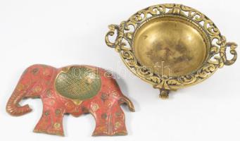 Keleti bronz kínáló d: 12 cm + elefánt alakú hamuzó 9x14 cm