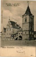1901 Lőcse, Leutschau, Levoca; Városház északi oldala. Schmidt Edgar kiadása / town hall (ázott sarok / wet corner)
