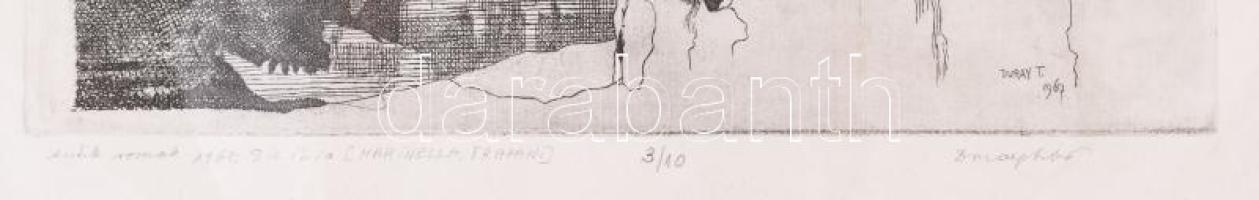 Duray Tibor (1912-1988): Antik romok, Szicília, 1967. Rézkarc, papír, jelzett, számozott (3/10), üve...