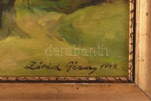 Zórád Géza (1896-1959): Pásztor nyájjal, 1949. Olaj, karton. Jelezve jobbra lent. Dekoratív, kissé s...