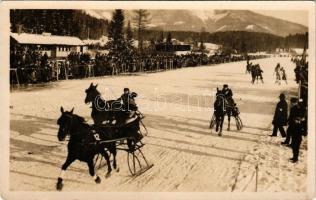 Mariazell (Steiermark), International Sportwoche 4.-14. II. 1928. / Inernational Sport Week, horse race, trotting in winter. J. Kuss