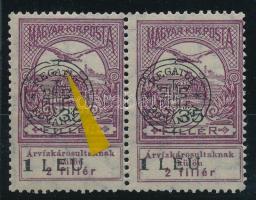 Kolozsvár 1919 Árvíz 35f a felülnyomatban lemezhibával / with plate variety Signed: Bodor