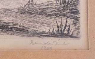 Olvashatatlan jelzéssel: Ladik a vízen. Rézkarc, papír. Üvegezett fakeretben. 19,5x27,5 cm