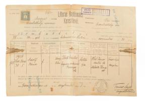 1910 Szombathely keresztlevél 1K illetékbélyeggel