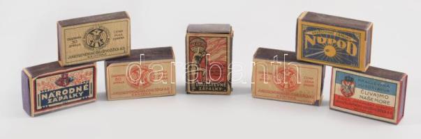 cca 1920-1940 7 db jugoszláv és csehszlovák gyufásdoboz, változó állapotban.