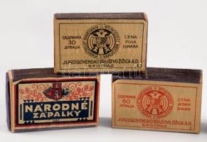 cca 1920-1940 7 db jugoszláv és csehszlovák gyufásdoboz, változó állapotban